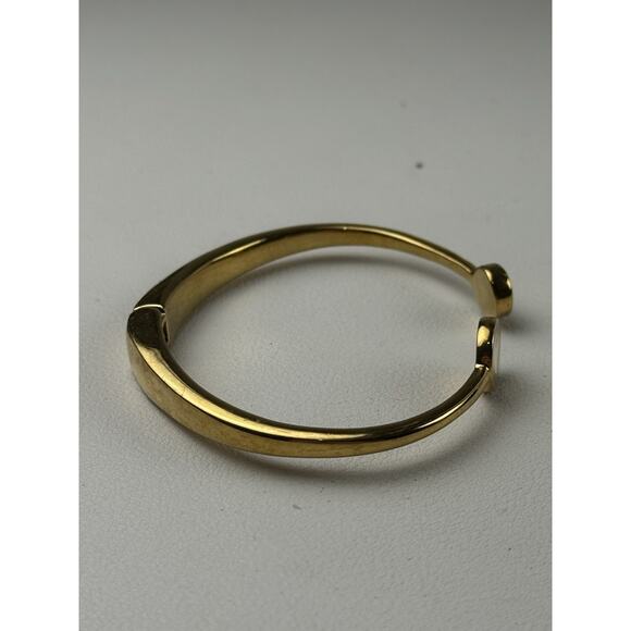 Kate Spade Spot the Spot Logo Open Hinged Cuff Bangle Gold Tone Bracelet - Picture 4 of 7